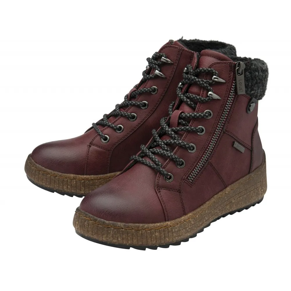Lotus Penrithe Women's Lace Up / Zip Up Ankle Boot Bordo
