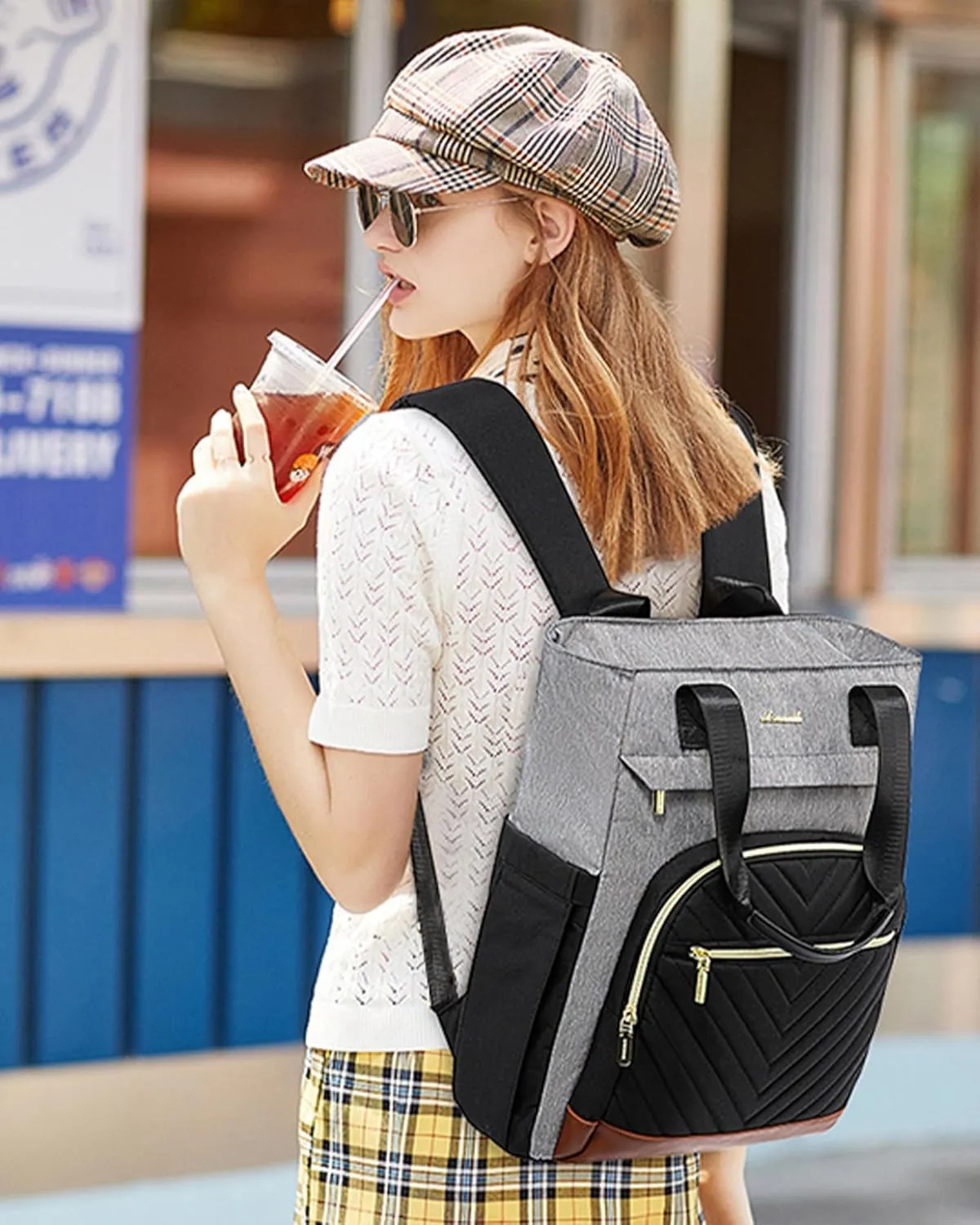 LOVEVOOK Laptop Backpack for Women, 15.6 Inch Work Laptop Bag Teacher Nurse Backpack, Wide Open Travel Backpack Purse Convertible Business Computer Tote Daypack