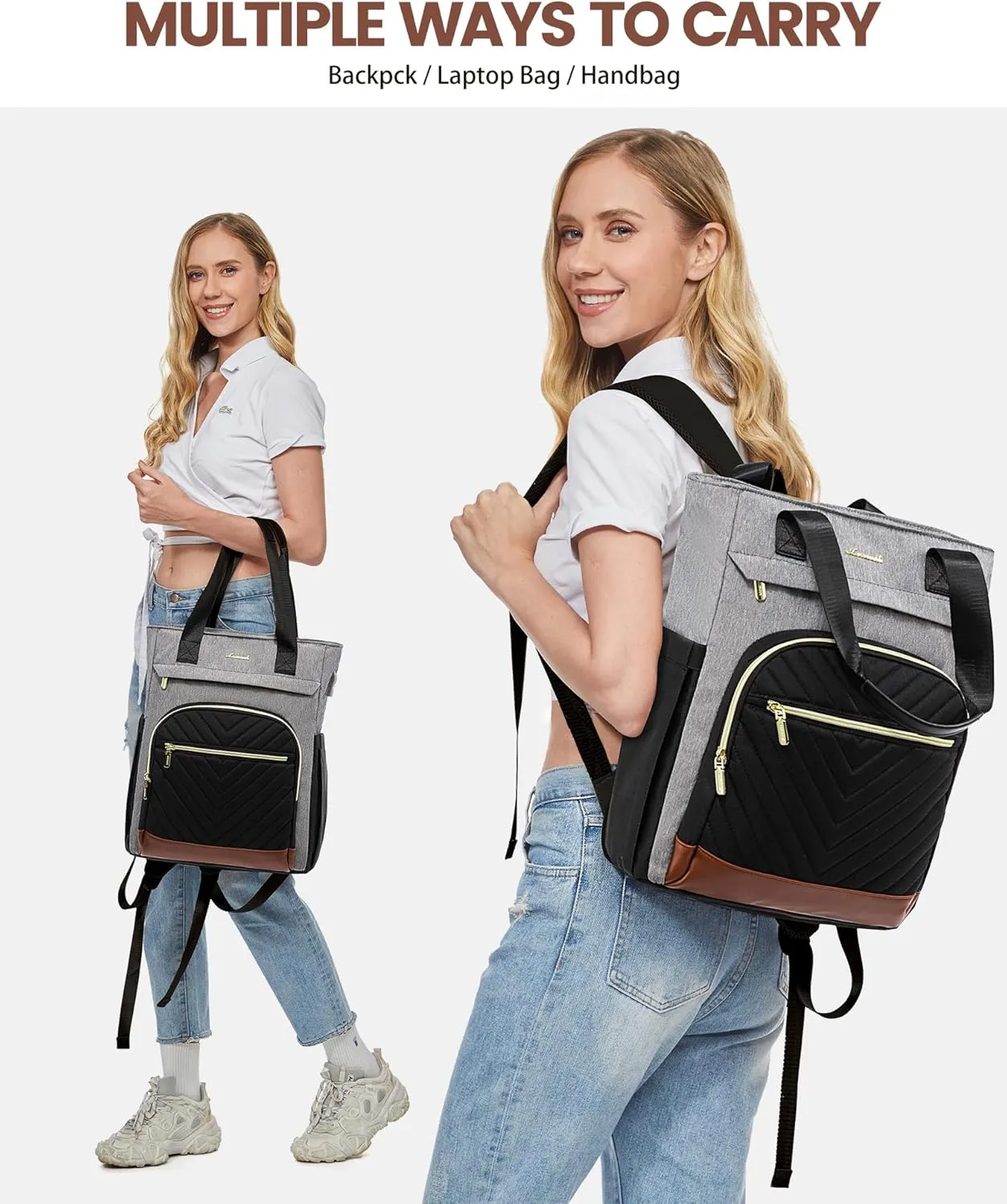 LOVEVOOK Laptop Backpack for Women, 15.6 Inch Work Laptop Bag Teacher Nurse Backpack, Wide Open Travel Backpack Purse Convertible Business Computer Tote Daypack