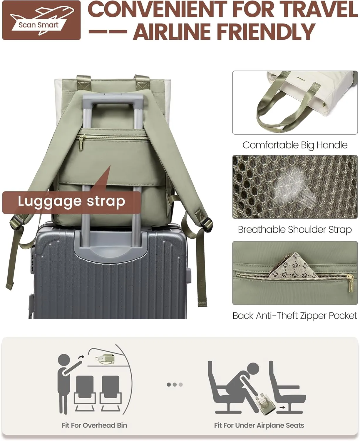 LOVEVOOK Laptop Backpack for Women, 15.6 Inch Work Laptop Bag Teacher Nurse Backpack, Wide Open Travel Tote Backpack Purse Business Computer Daypack