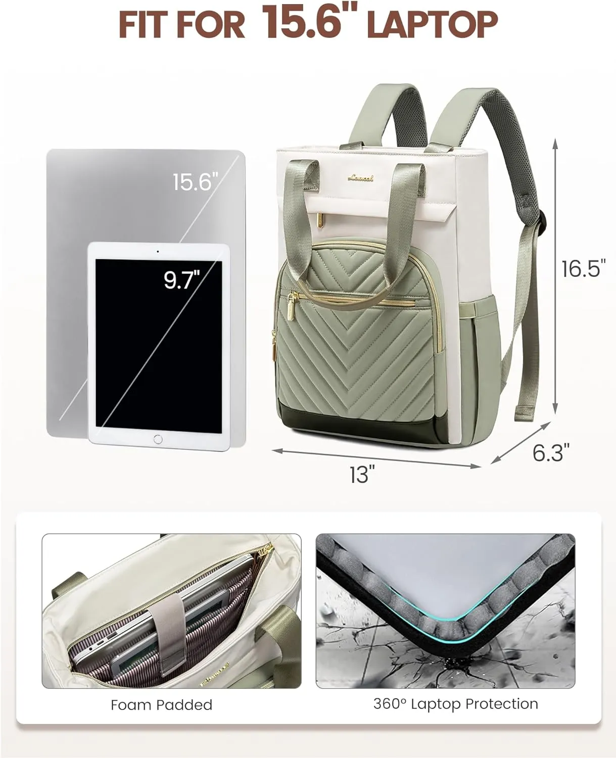 LOVEVOOK Laptop Backpack for Women, 15.6 Inch Work Laptop Bag Teacher Nurse Backpack, Wide Open Travel Tote Backpack Purse Business Computer Daypack