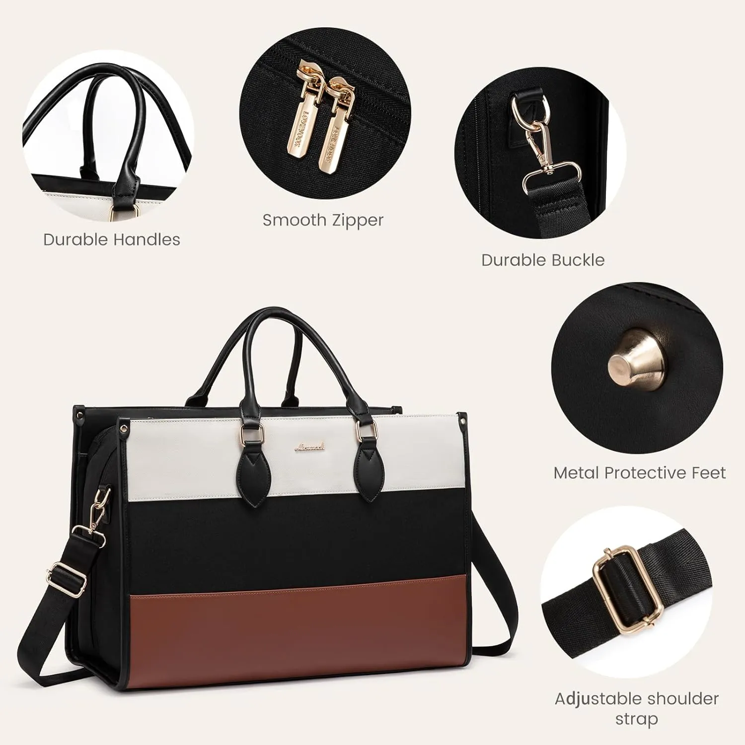 LOVEVOOK Weekender Bags for Women 18-21" Large Capacity Dual Material All-In-One Travel Duffle Carry On Bag with Laptop Compartment, Wet/Dry Separation for Overnight/Gym 1 Shoe Organizer, 2 Pockets