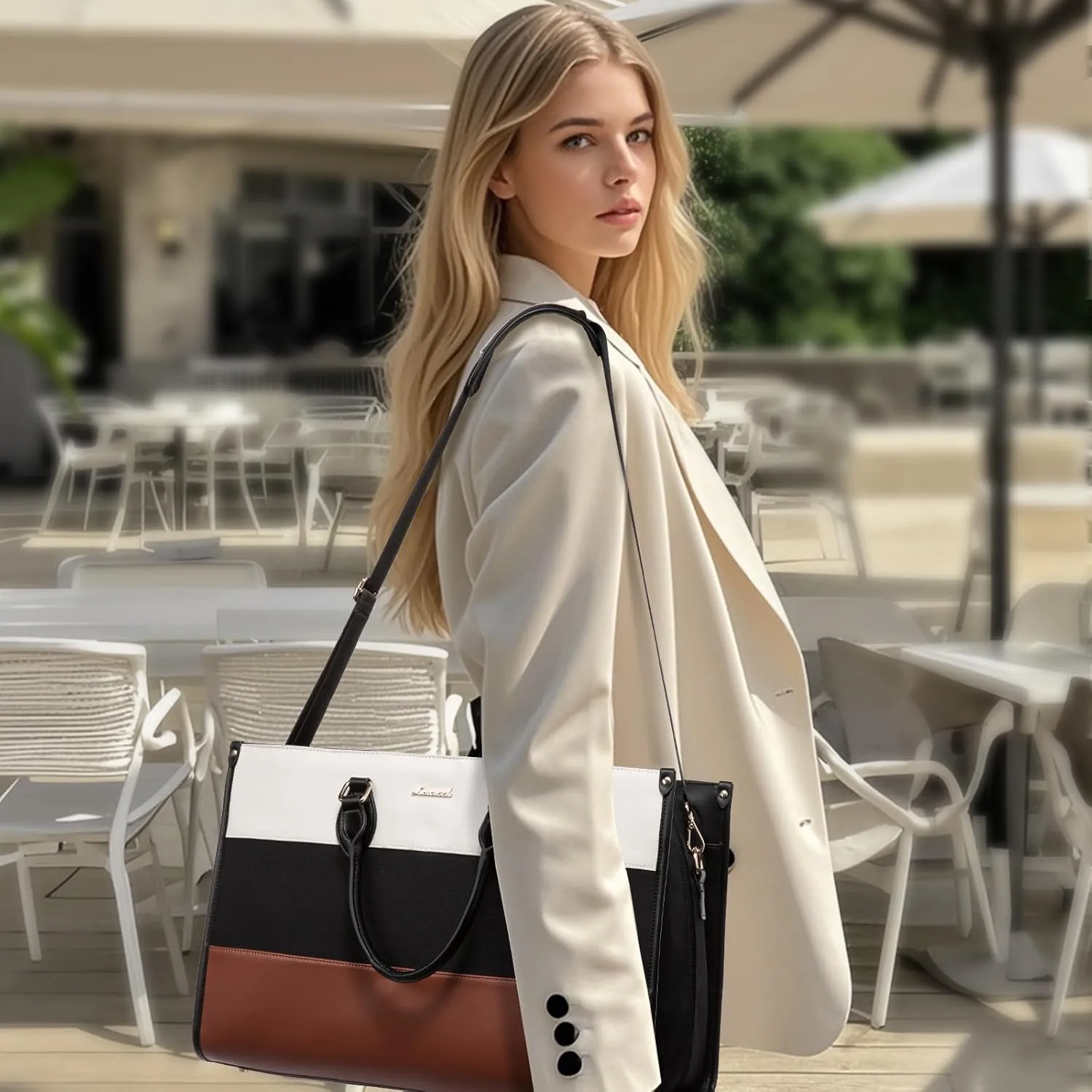 LOVEVOOK Weekender Bags for Women 18-21" Large Capacity Dual Material All-In-One Travel Duffle Carry On Bag with Laptop Compartment, Wet/Dry Separation for Overnight/Gym 1 Shoe Organizer, 2 Pockets