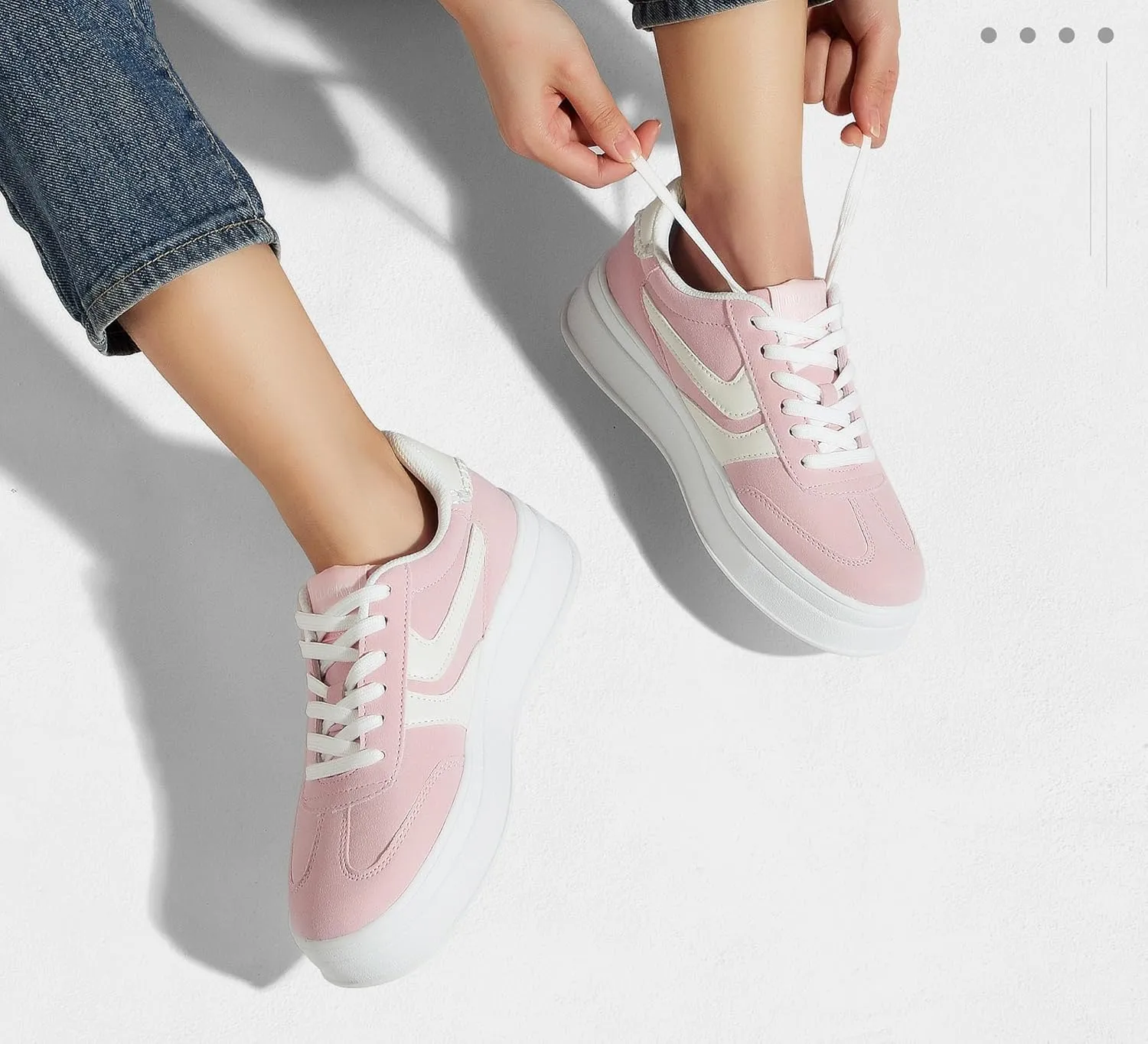 LUCKY STEP Platform Sneakers for Women Fashion Retro Thick Rubber Gum Sole Comfortable Tennis Skate Trainer Classic Walking Shoes Casual Streetwear