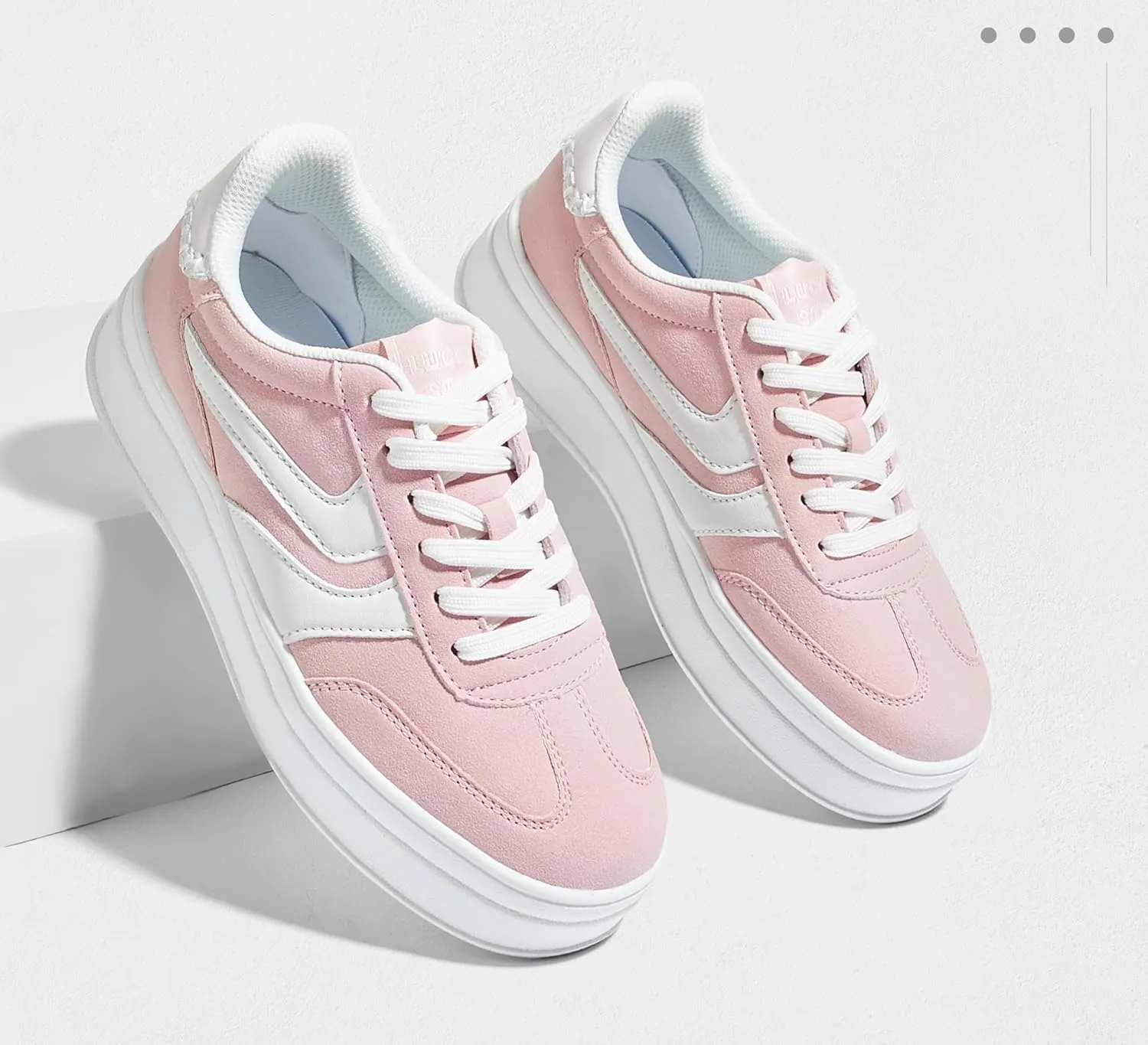 LUCKY STEP Platform Sneakers for Women Fashion Retro Thick Rubber Gum Sole Comfortable Tennis Skate Trainer Classic Walking Shoes Casual Streetwear