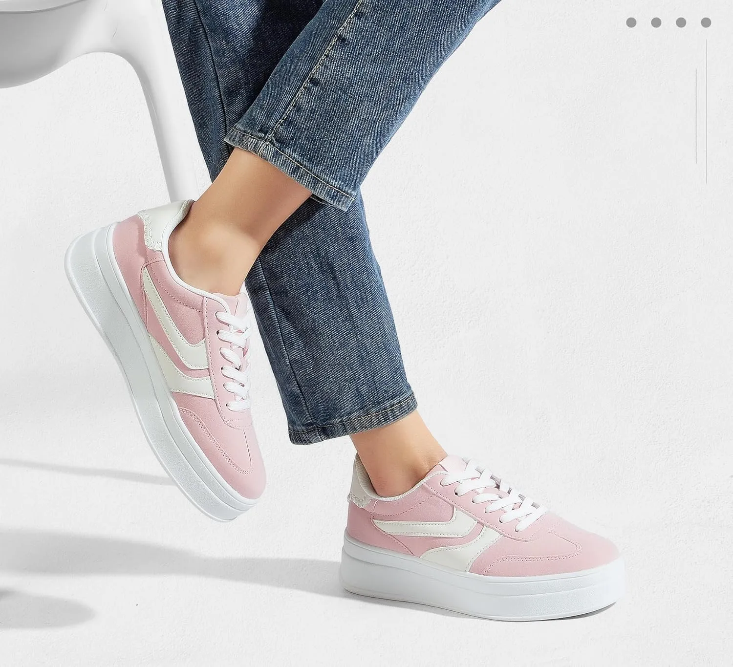 LUCKY STEP Platform Sneakers for Women Fashion Retro Thick Rubber Gum Sole Comfortable Tennis Skate Trainer Classic Walking Shoes Casual Streetwear