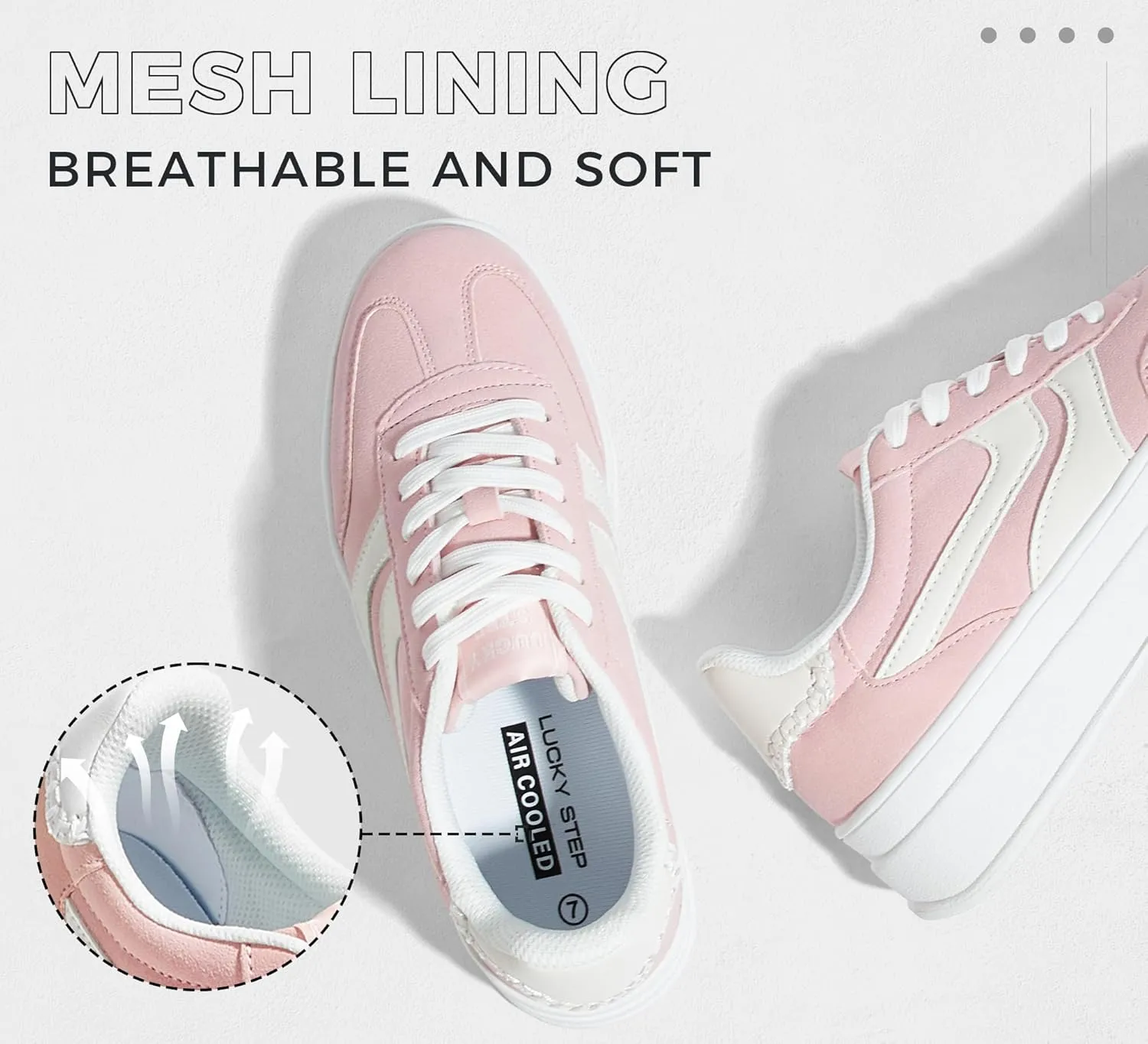 LUCKY STEP Platform Sneakers for Women Fashion Retro Thick Rubber Gum Sole Comfortable Tennis Skate Trainer Classic Walking Shoes Casual Streetwear