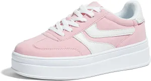 LUCKY STEP Platform Sneakers for Women Fashion Retro Thick Rubber Gum Sole Comfortable Tennis Skate Trainer Classic Walking Shoes Casual Streetwear