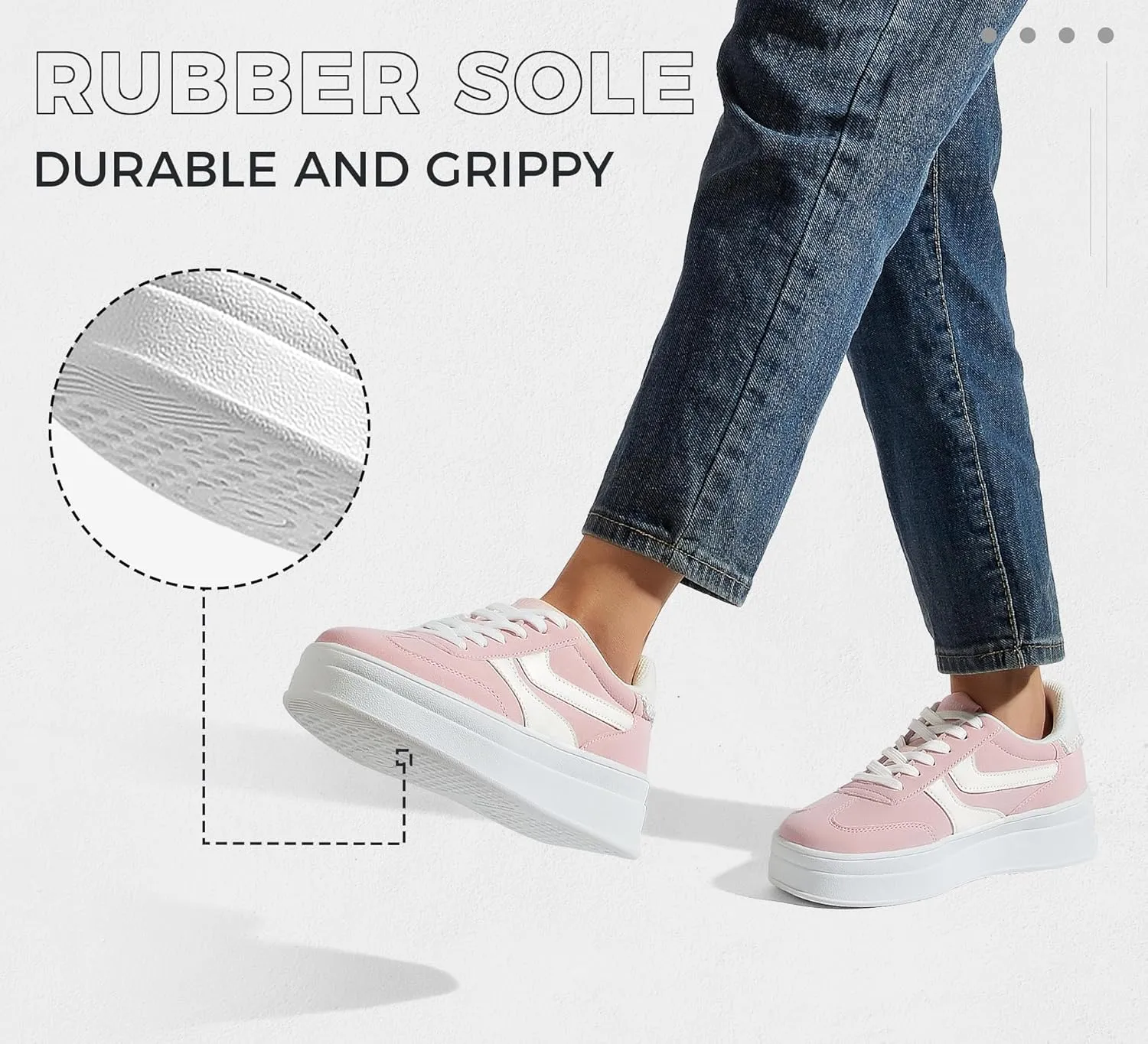 LUCKY STEP Platform Sneakers for Women Fashion Retro Thick Rubber Gum Sole Comfortable Tennis Skate Trainer Classic Walking Shoes Casual Streetwear