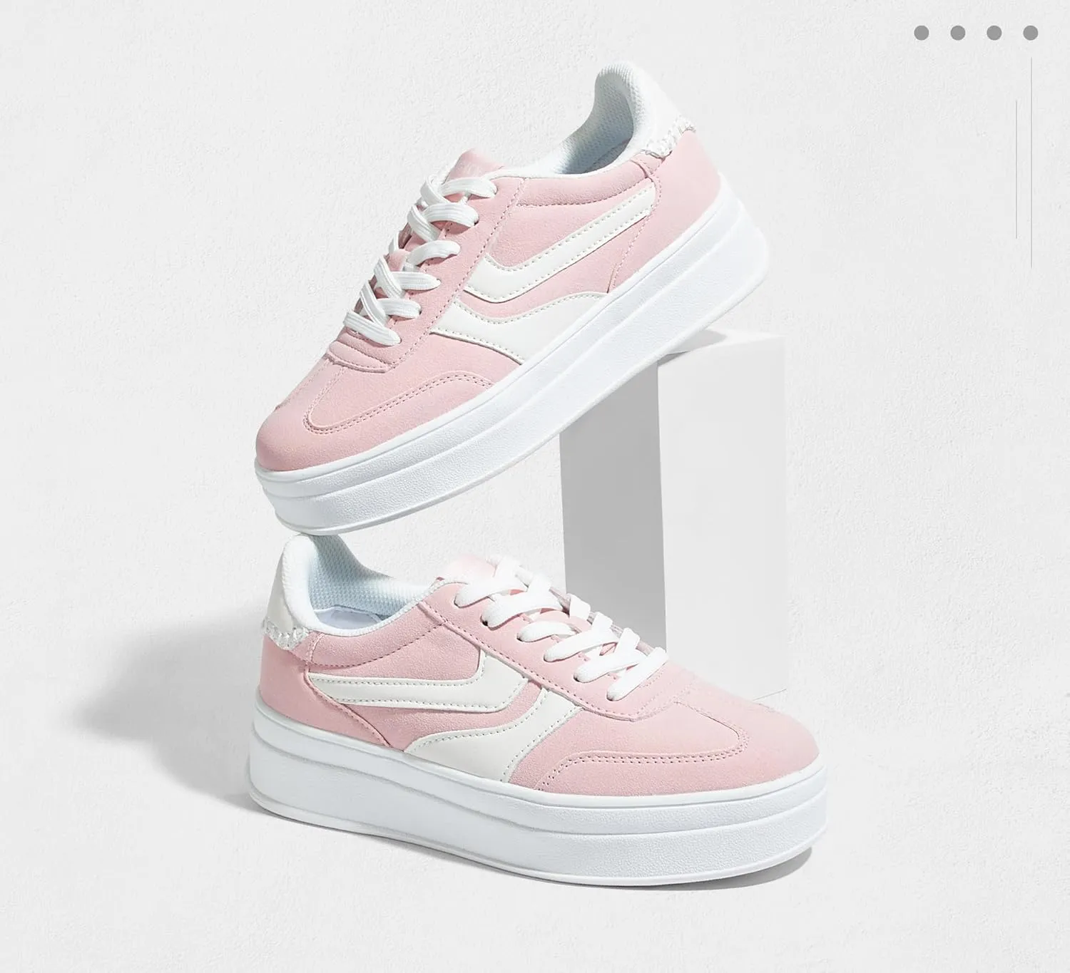 LUCKY STEP Platform Sneakers for Women Fashion Retro Thick Rubber Gum Sole Comfortable Tennis Skate Trainer Classic Walking Shoes Casual Streetwear