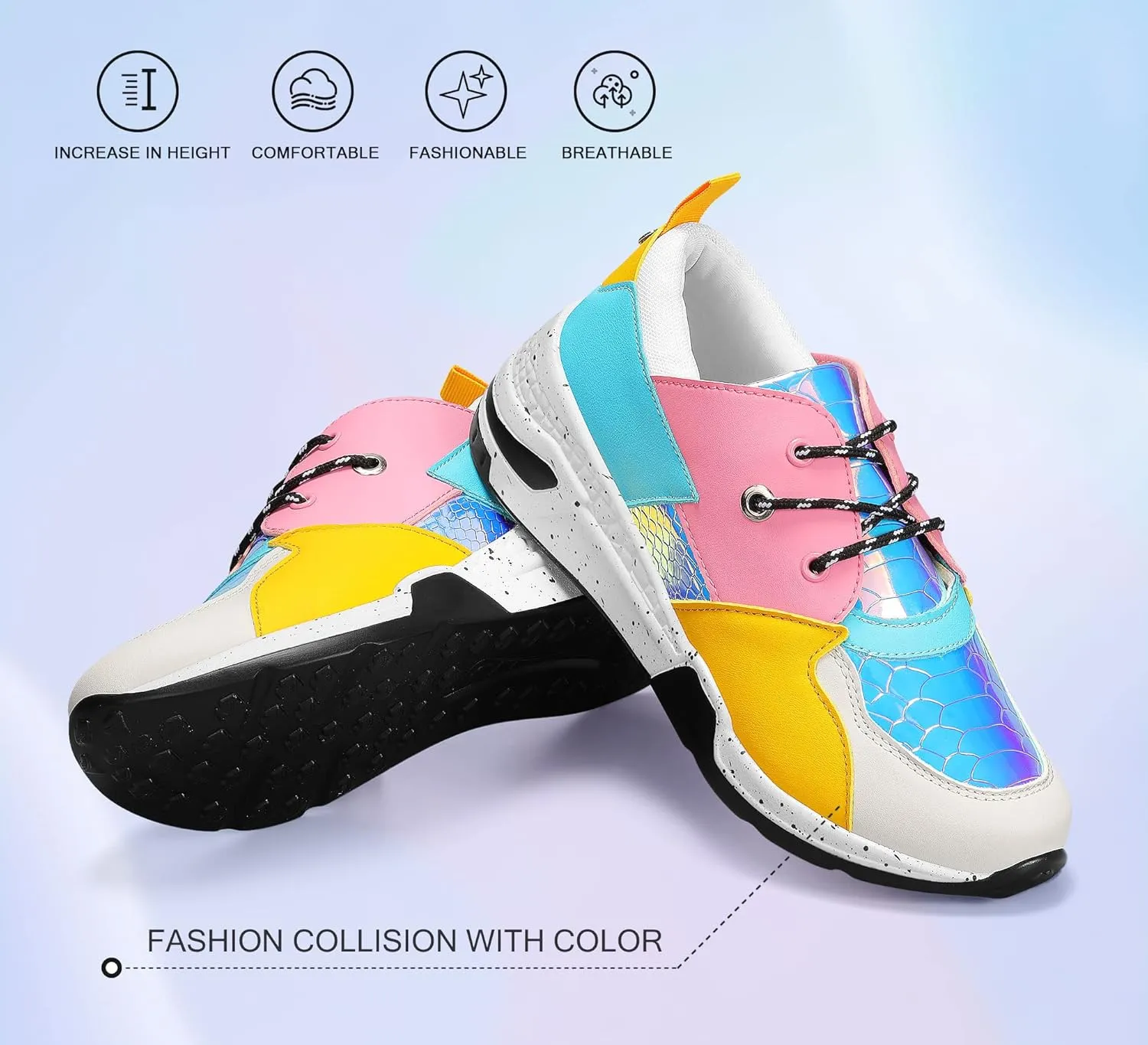 LUCKY STEP Women's High Heel Wedge Sneakers Fashion Cliff Platform Retro Lace Up Casual Shoes