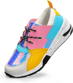 LUCKY STEP Women's High Heel Wedge Sneakers Fashion Cliff Platform Retro Lace Up Casual Shoes