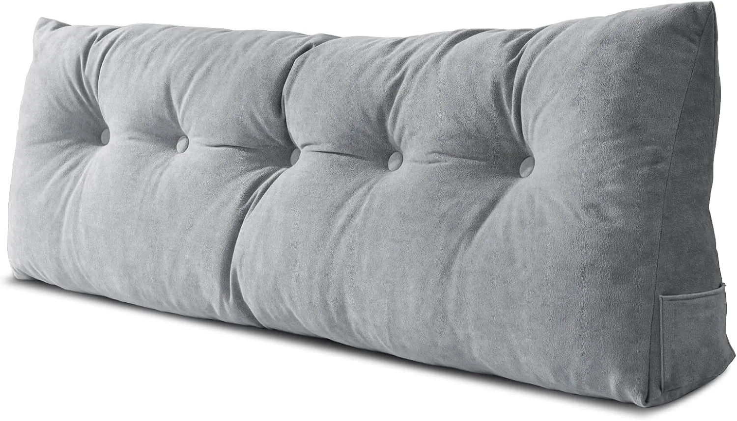 Lukace Premium Wedge Pillow Headboard with Removable Cover - Triangular Reading Support Backrest for Bed with Side Pockets, Perfect for Reading & TV (Light Gray Twin Size, 39x8x20 Inches)