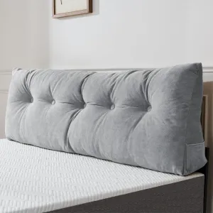 Lukace Premium Wedge Pillow Headboard with Removable Cover - Triangular Reading Support Backrest for Bed with Side Pockets, Perfect for Reading & TV (Light Gray Twin Size, 39x8x20 Inches)