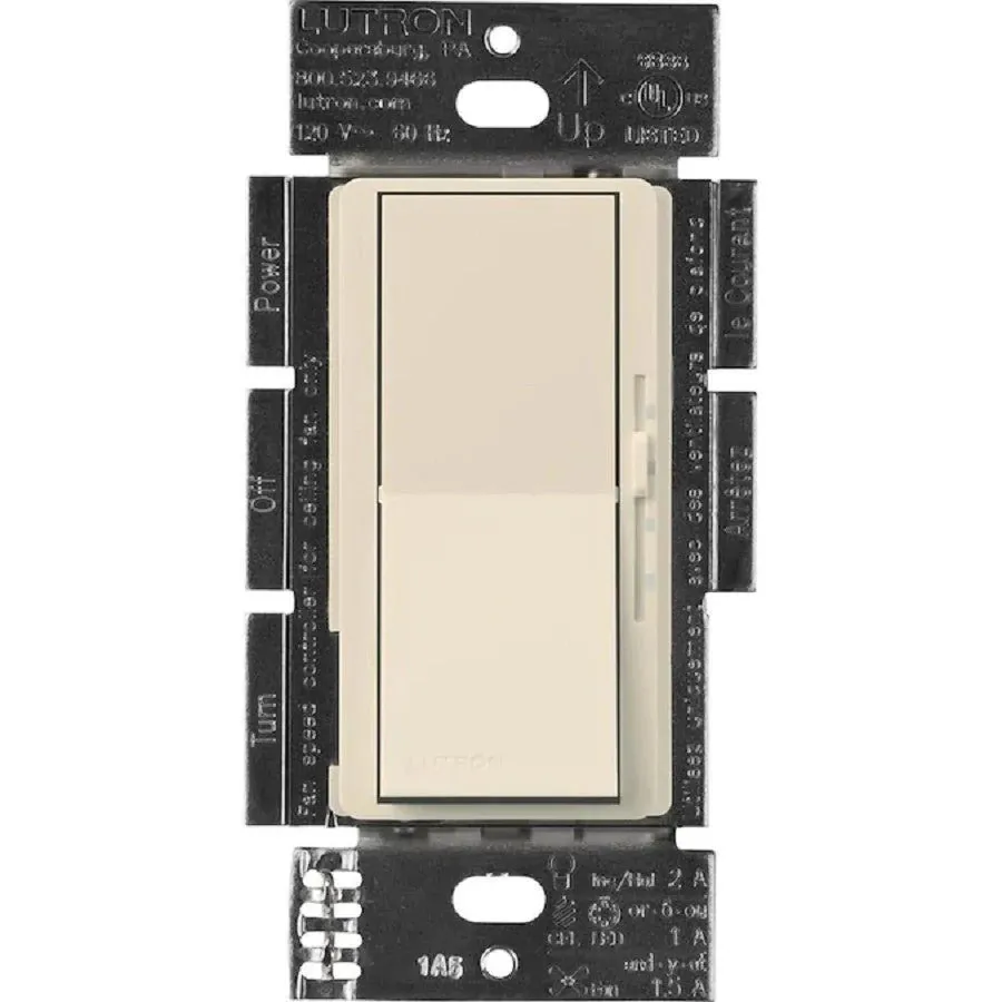 Lutron Diva 3-Speed Fan Control and Light Switch, Single-Pole/3-Way, 1.5A Fan/1A LED