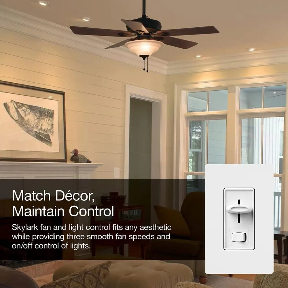 Lutron Electronics SFSQ-LF-WH Skylark Fan Control, White