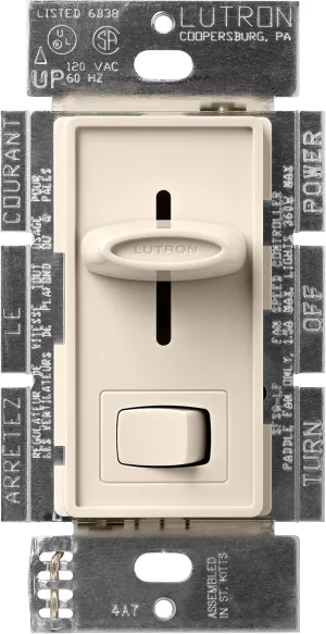 Lutron SFSQ-LF-LA Skylark 1.5 Amp Single-Pole 3-Speed Slide-to-off Fan and Light Control, Light Almond
