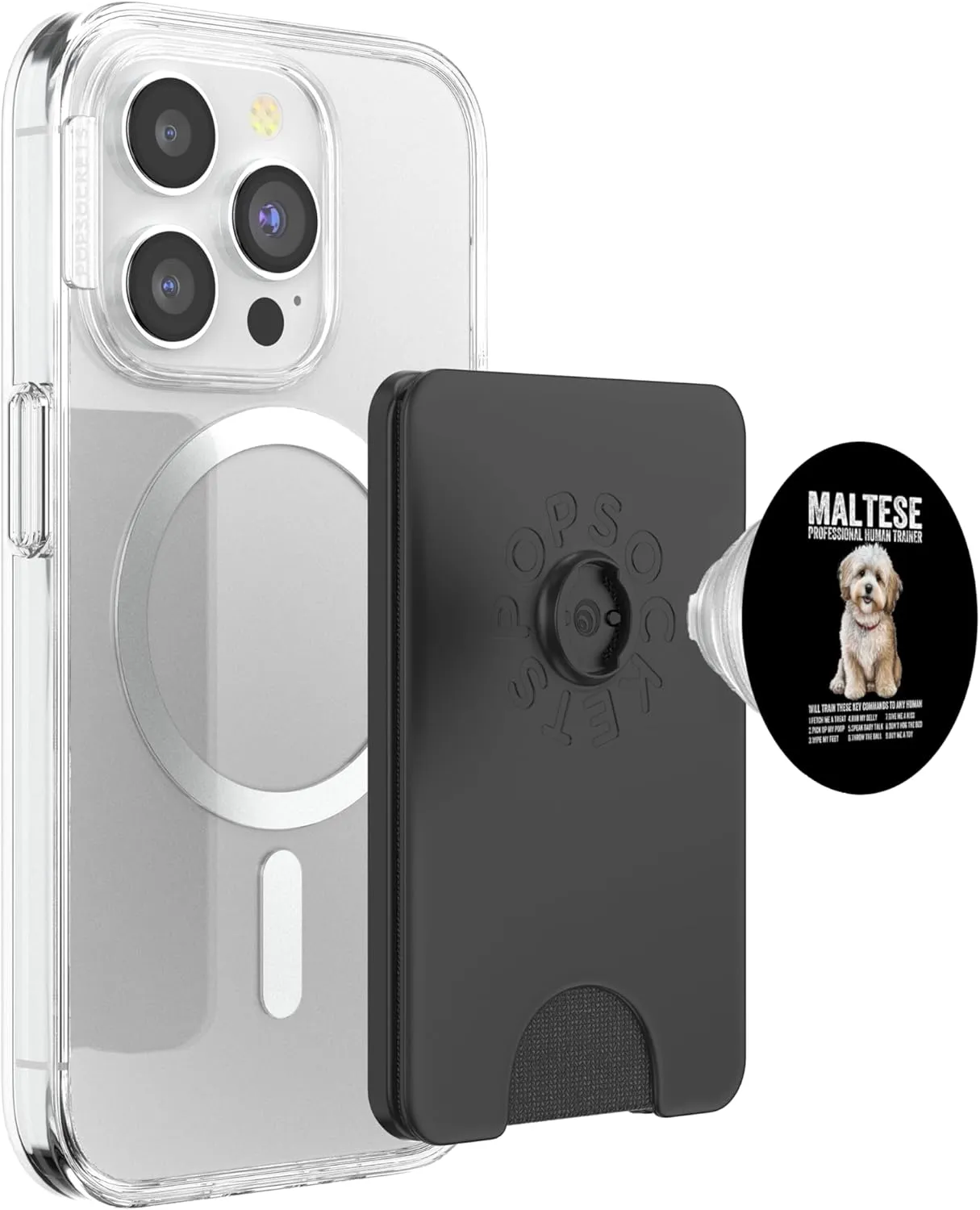 Maltese Professional Human Trainer Maltese Dog owner Lovers PopSockets PopWallet for MagSafe