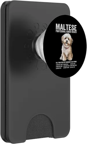 Maltese Professional Human Trainer Maltese Dog owner Lovers PopSockets PopWallet for MagSafe
