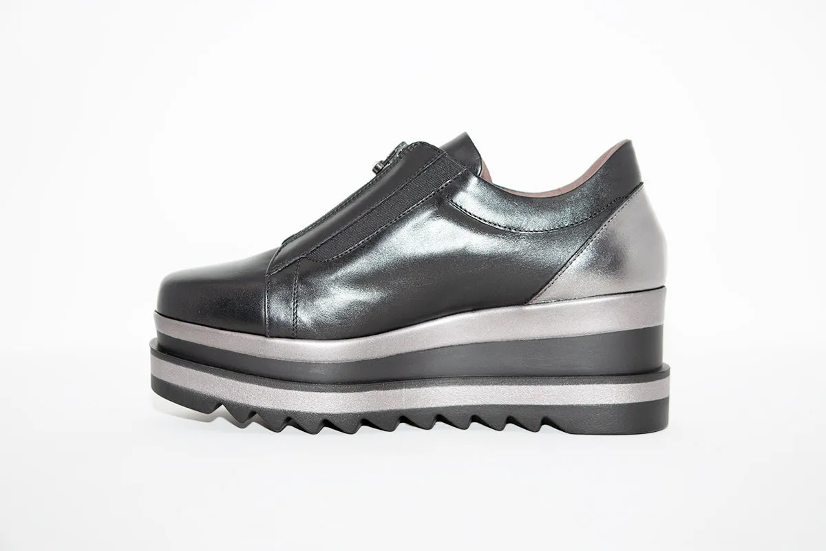 MARCO MOREO - L195 WEDGE SHOE - BLACK LEATHER