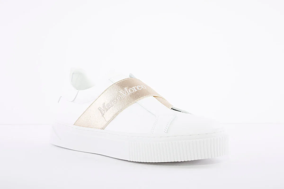 MARCO MOREO - Slip On Band Trainer - White/Gold