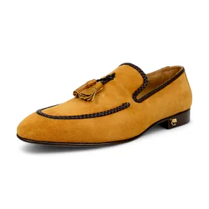 Mauri 3262 Men's Shoes Exotic Ostrich / Suede Leather Tassels Slip-On Loafer (MA5660)