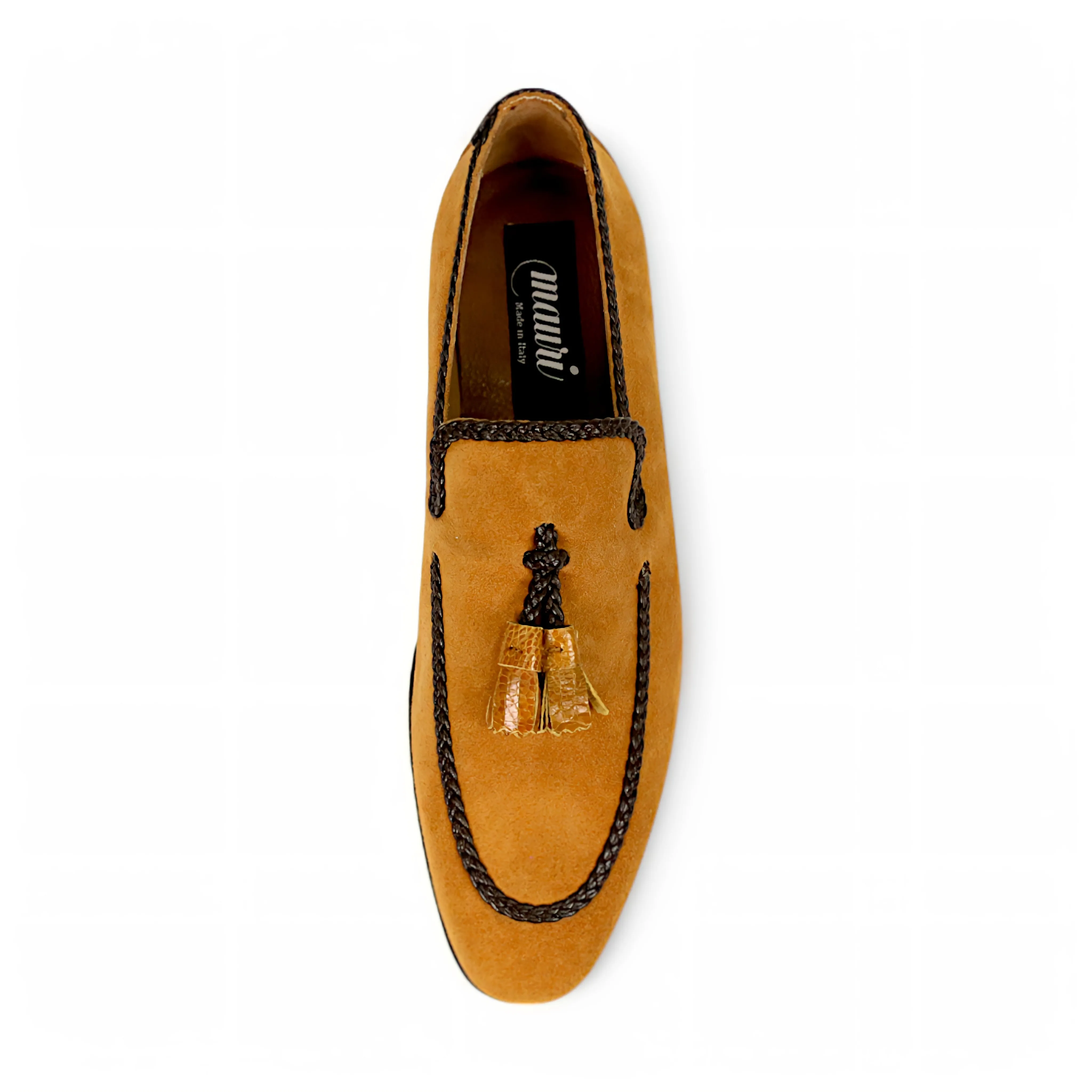Mauri 3262 Men's Shoes Exotic Ostrich / Suede Leather Tassels Slip-On Loafer (MA5660)