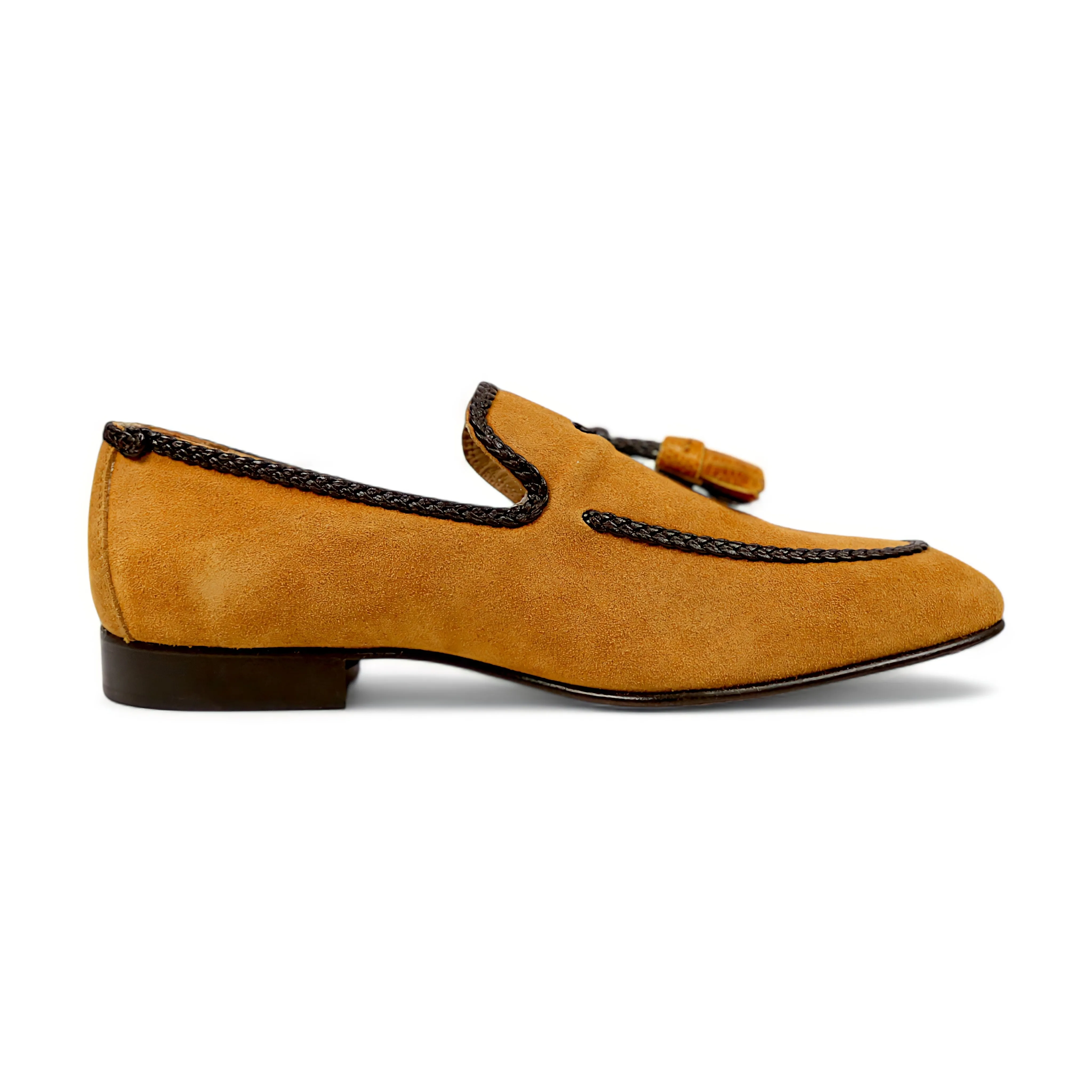 Mauri 3262 Men's Shoes Exotic Ostrich / Suede Leather Tassels Slip-On Loafer (MA5660)