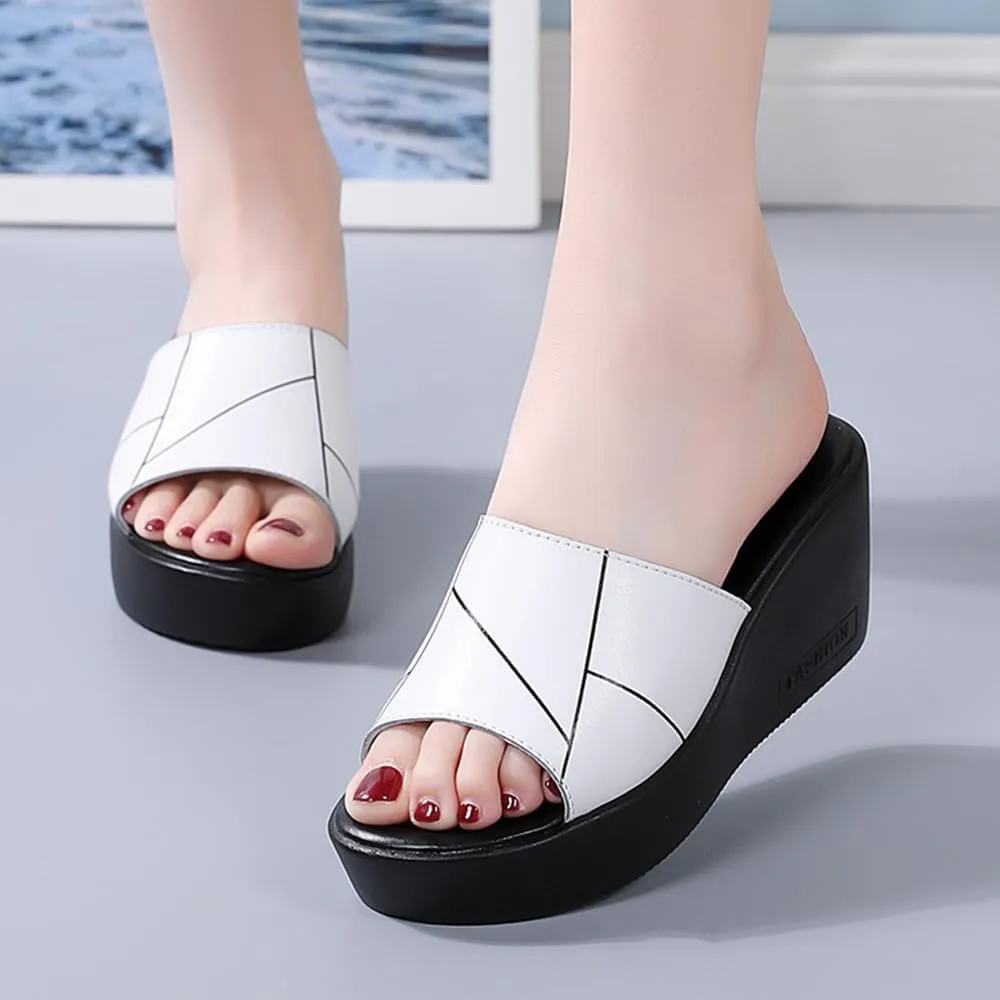 Maylrvjv Womens Platforms Wedge Sandals Comfortable Lightweight Summmer Casual Slide Sandals Slip On Flip Flops