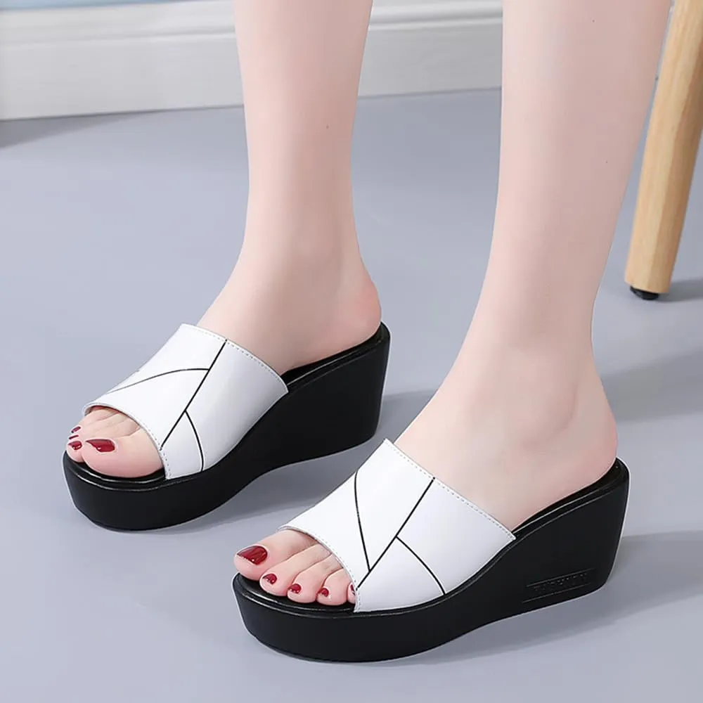 Maylrvjv Womens Platforms Wedge Sandals Comfortable Lightweight Summmer Casual Slide Sandals Slip On Flip Flops