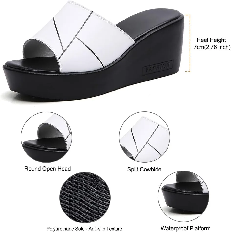 Maylrvjv Womens Platforms Wedge Sandals Comfortable Lightweight Summmer Casual Slide Sandals Slip On Flip Flops