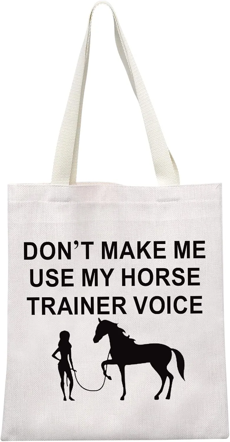 MEIKIUP Horse Trainer Gift Horse Trainer Canvas Shopping Bag Tote Bag Equine Trainer Gift Equestrian Gift Horse Lover Gift (Horse Trainer Voice Tote Bag)