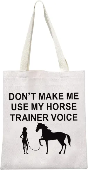 MEIKIUP Horse Trainer Gift Horse Trainer Canvas Shopping Bag Tote Bag Equine Trainer Gift Equestrian Gift Horse Lover Gift (Horse Trainer Voice Tote Bag)