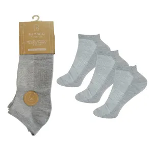Mens 865 3 Pack Bamboo Grey Low Trainer Sock Size 6-11