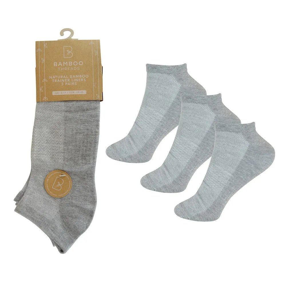 Mens 865 3 Pack Bamboo Grey Low Trainer Sock Size 6-11