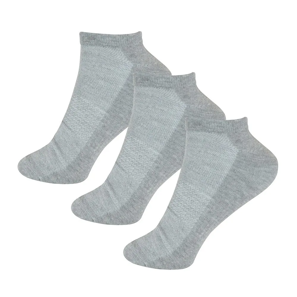 Mens 865 3 Pack Bamboo Grey Low Trainer Sock Size 6-11