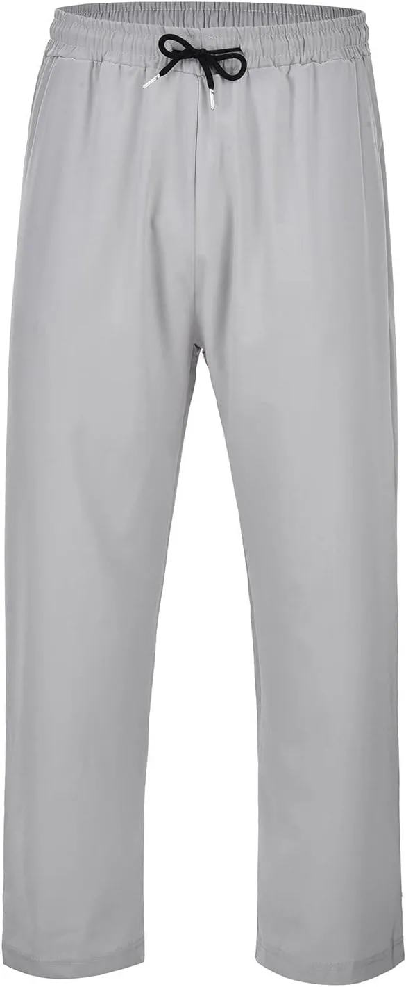 Men's Combat Cargo Pants Casual Linen Elasticated Waist Pant Summer Sweatpant Joggers Loose Hiking Jogger