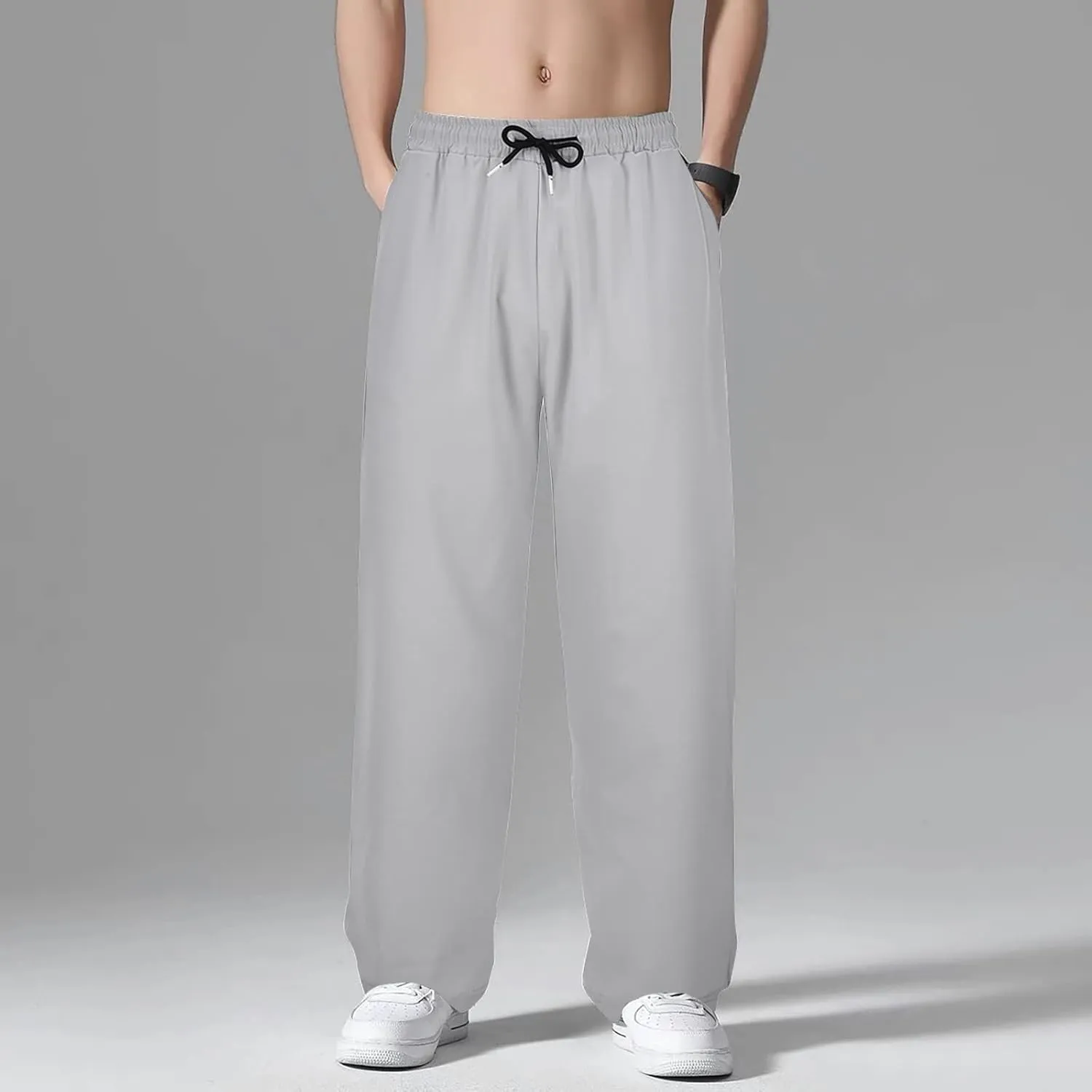 Men's Combat Cargo Pants Casual Linen Elasticated Waist Pant Summer Sweatpant Joggers Loose Hiking Jogger