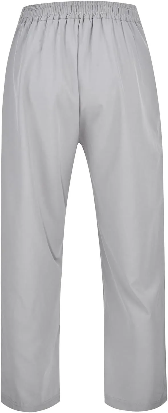Men's Combat Cargo Pants Casual Linen Elasticated Waist Pant Summer Sweatpant Joggers Loose Hiking Jogger