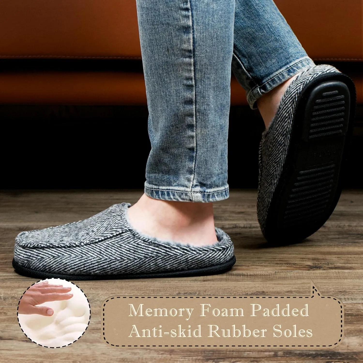Men's House Slippers, Cozy Non-slip Home Shoes, Warm Comfy Indoor Outdoor Moccasin Slip Ons, Unique Christmas Gifts