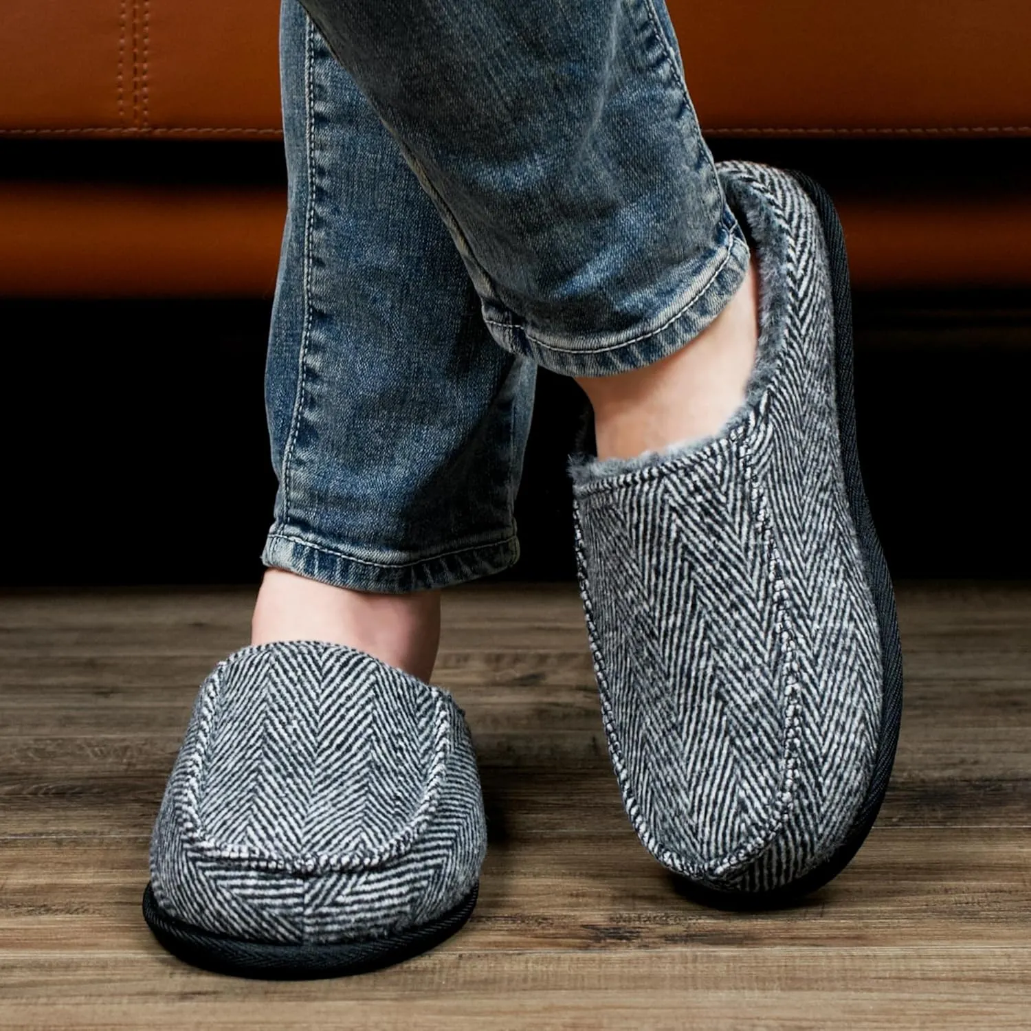 Men's House Slippers, Cozy Non-slip Home Shoes, Warm Comfy Indoor Outdoor Moccasin Slip Ons, Unique Christmas Gifts