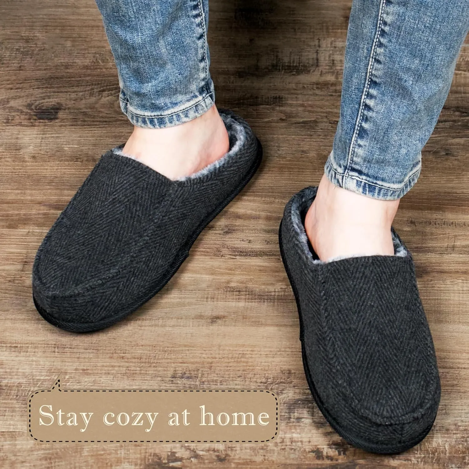 Men's House Slippers, Cozy Non-slip Home Shoes, Warm Comfy Indoor Outdoor Moccasin Slip Ons, Unique Christmas Gifts