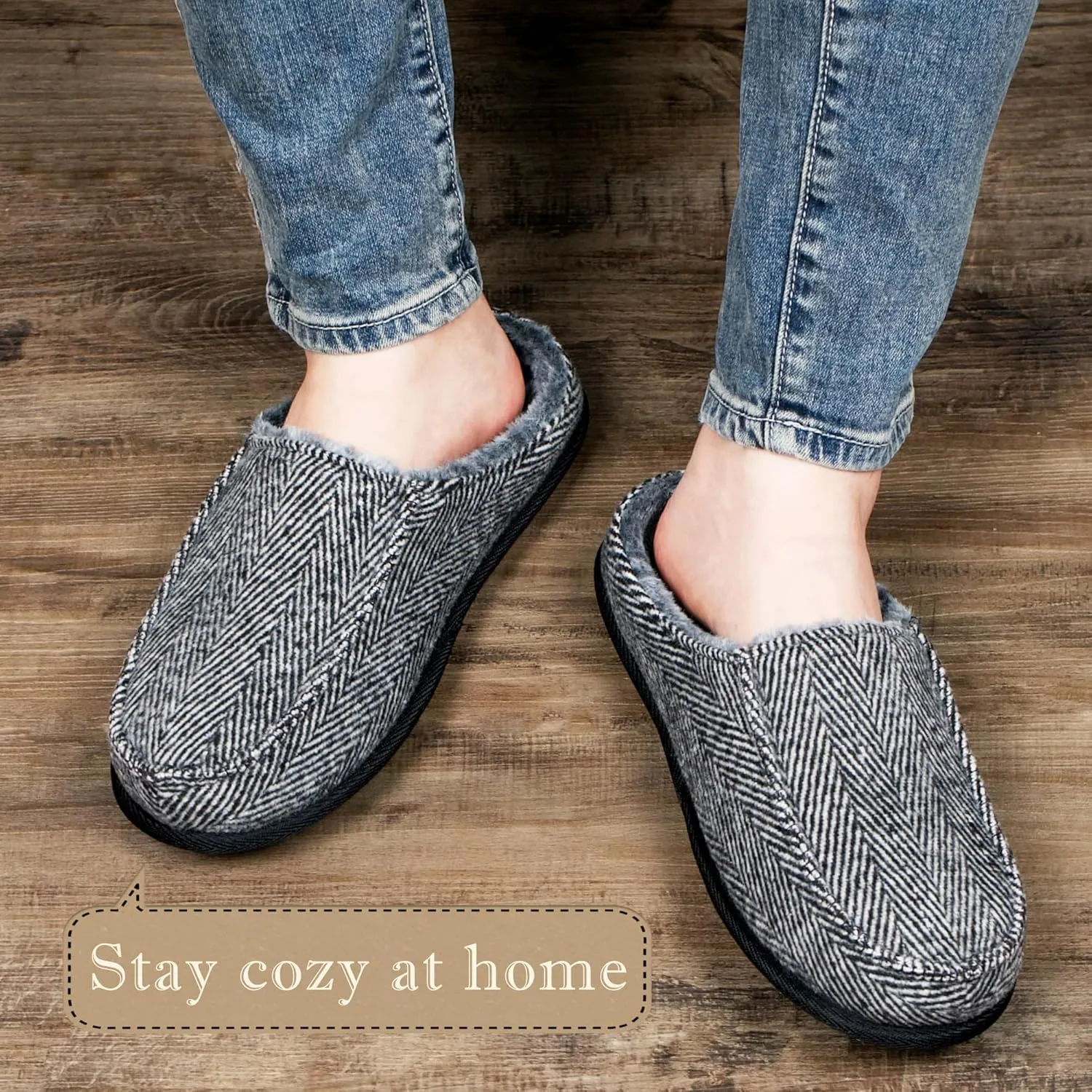 Men's House Slippers, Cozy Non-slip Home Shoes, Warm Comfy Indoor Outdoor Moccasin Slip Ons, Unique Christmas Gifts