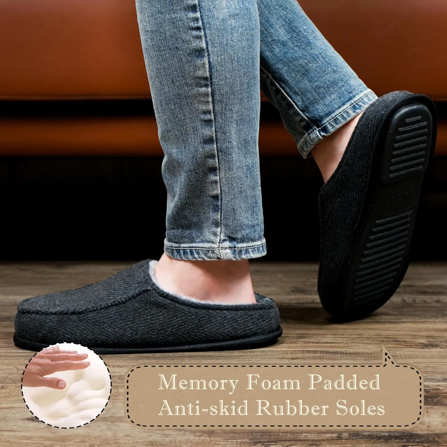 Men's House Slippers, Cozy Non-slip Home Shoes, Warm Comfy Indoor Outdoor Moccasin Slip Ons, Unique Christmas Gifts