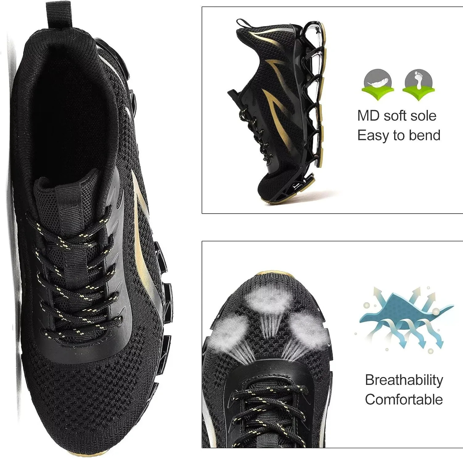 Mens Slip on Running Walking Shoes Blade Tennis Casual Fashion Sneakers Comfort Non Slip Work Sport Athletic Trainer