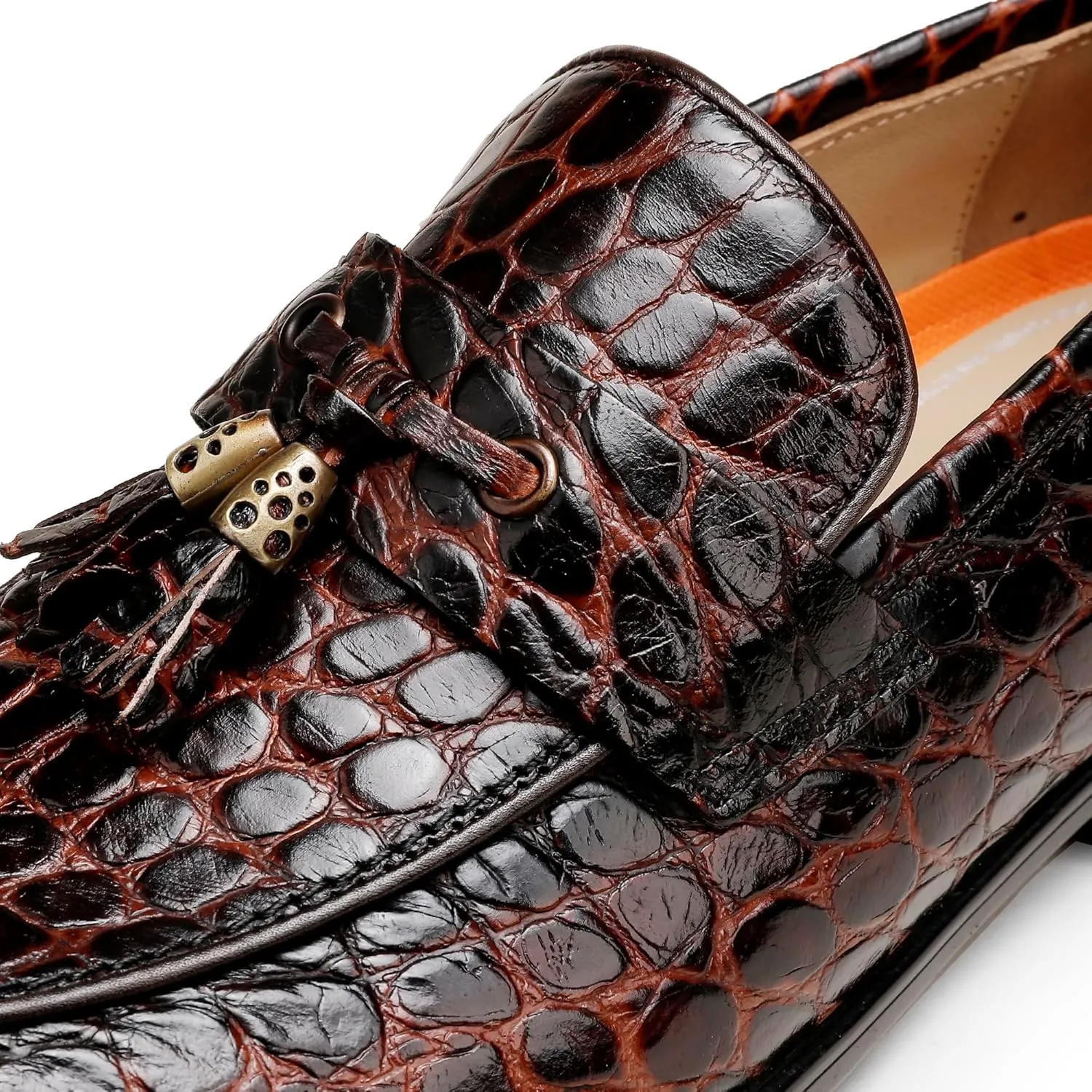 Men's Tassel Loafer Crocodile Printed Leather Dress Shoes for Mens Wedding Business Shoes Slip-on Dress Loafer