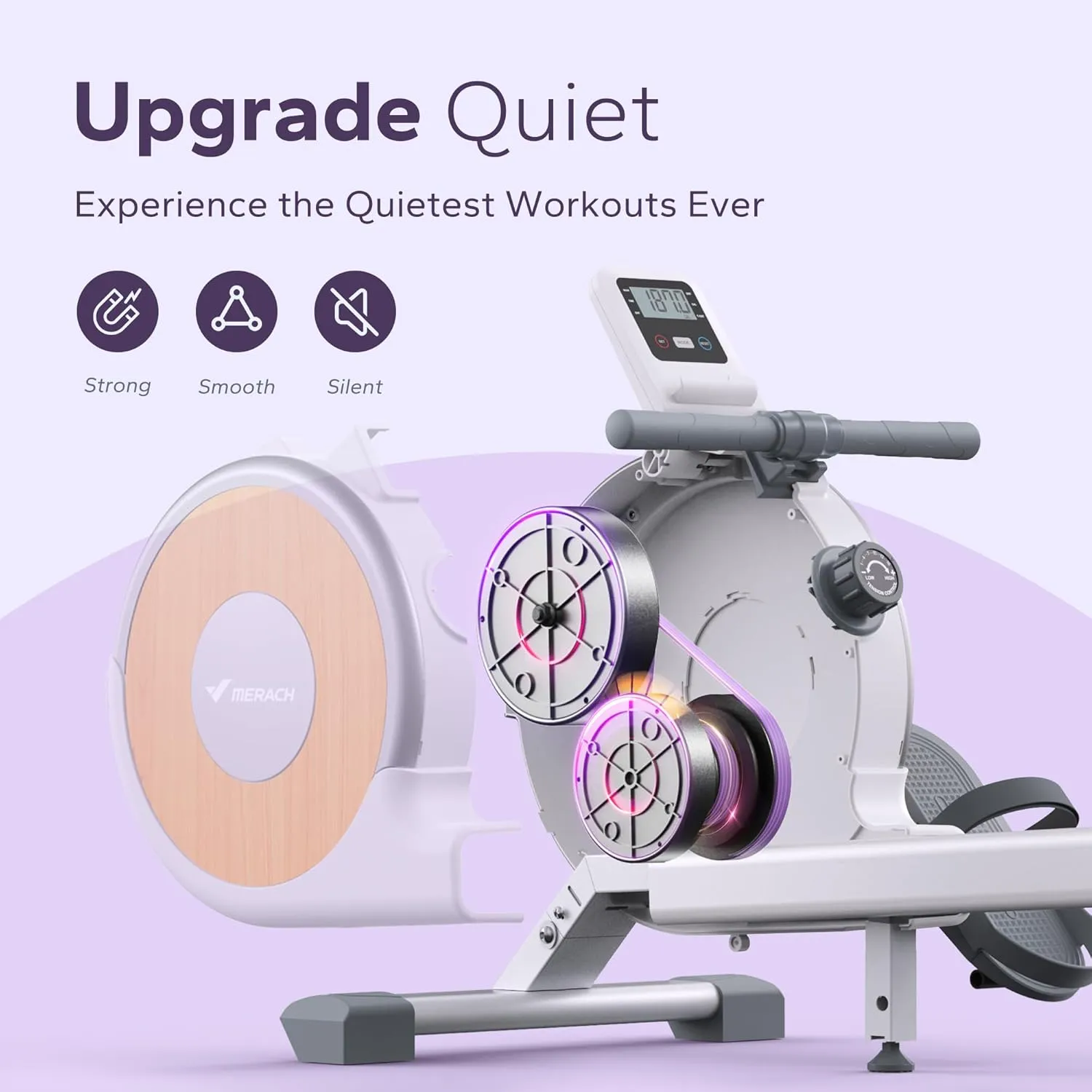 MERACH Rowing Machine, Magnetic Rower Machine for Home, 16 Levels of Quiet Resistance, Dual Slide Rail with Max 350lb Weight Capacity, App Compatible