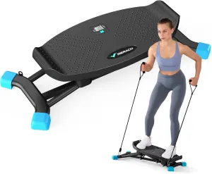 MERACH Slide Steppers for Exercise at Home, Mini Stair Stepper with Resistance Bands, Stairmaster Machine for Full Body Workout, Simulate Skiing Posture with 300 LBS Loading Capacity