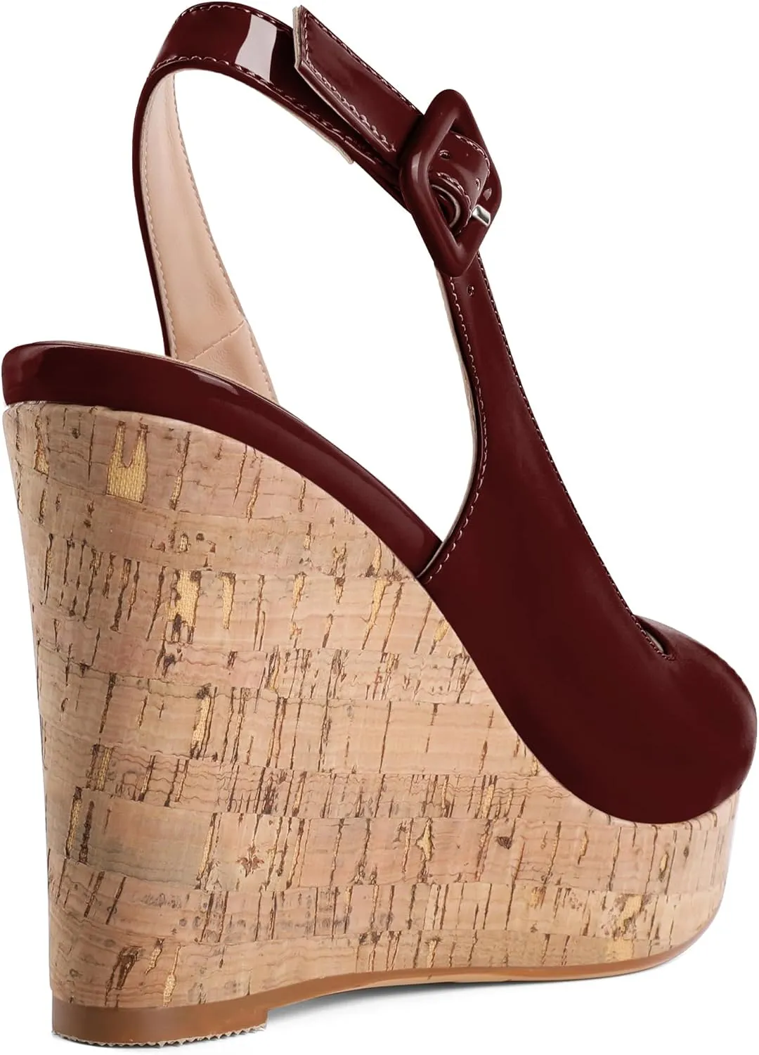 Mettesally Womens Slingback Heels High Wedge Platform Sandals Peep Round Toe 3.9 Inch Cork Sole Pumps Elegant Summer Office Dress Shoes