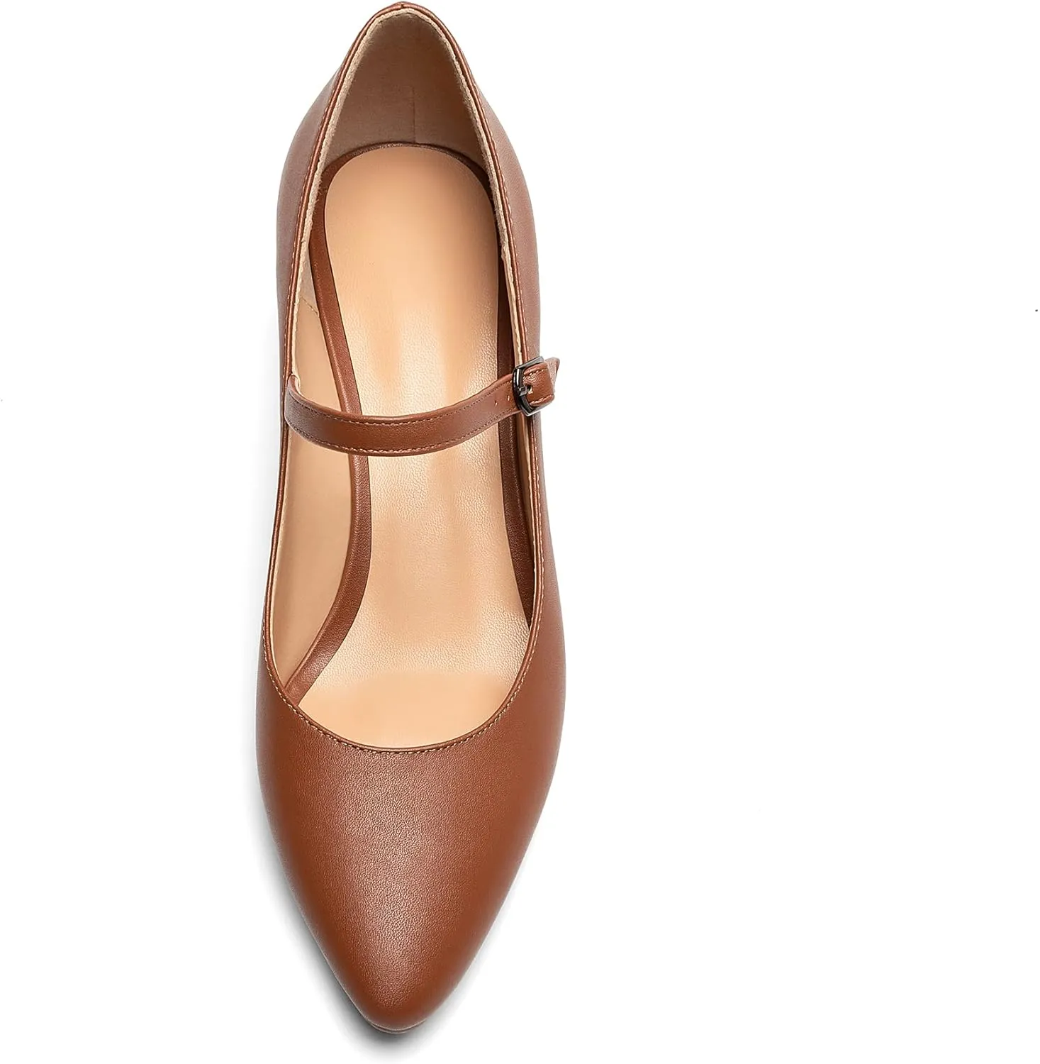 Mettesally Women's Wedge Pumps Pointed Toe Ankle Strap Mid Heel Comfortable Dress Shoes